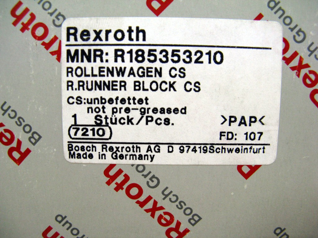 R185353210 Bosch Rexroth Roller Runner Block Linear Motion Bearings