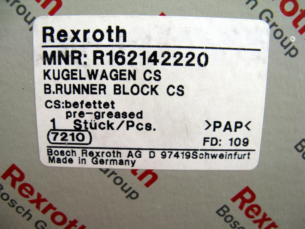 R162142220 Bosch REXROTH RUNNER BLOCK Ball LINEAR BEARING