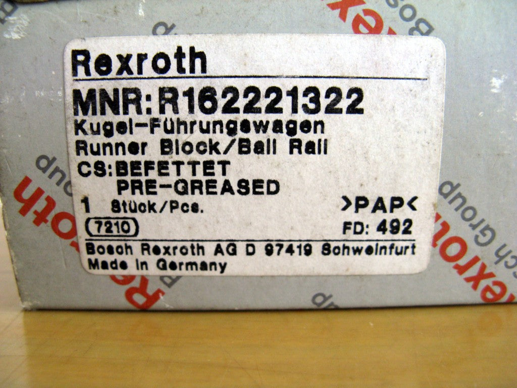 R162221322 BOSCH REXROTH RUNNER BLOCK BALL LINEAR BEARINGS