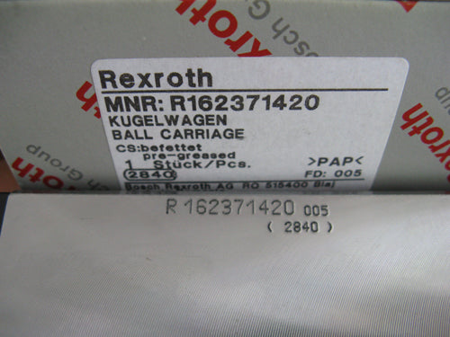 R162371420 BOSCH REXROTH RUNNER BLOCK BALL CARRIAGE LINEAR BEARINGS