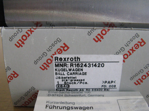 R162439420 BOSCH REXROTH RUNNER BLOCK BALL CARRIAGE LINEAR BEARINGS