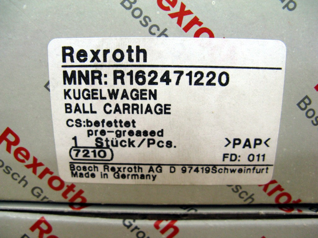 R162471220 BOSCH REXROTH RUNNER BLOCK BALL CARRIAGE LINEAR BEARINGS