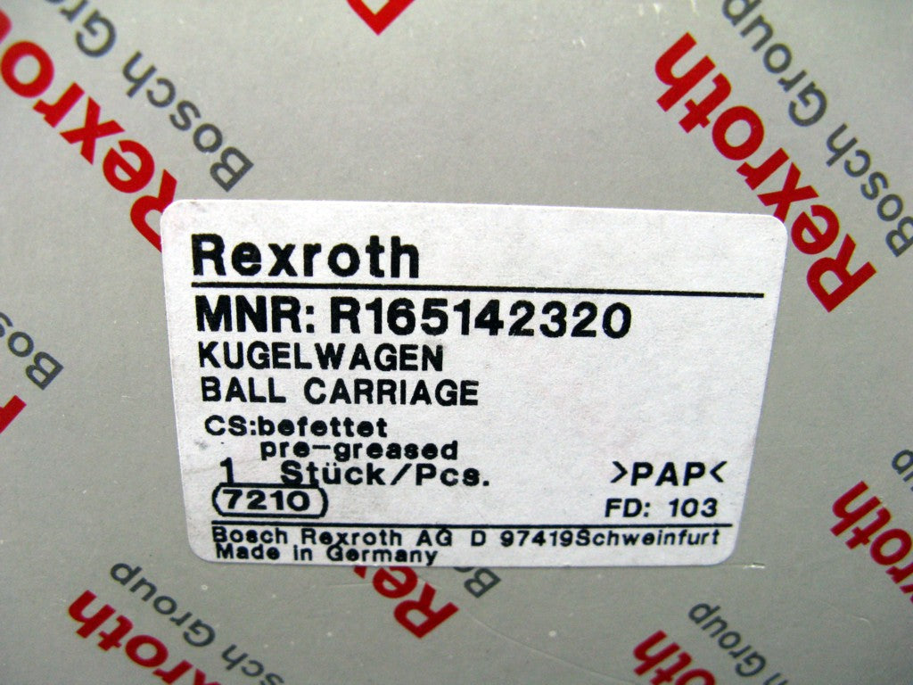 R165142320 BOSCH REXROTH RUNNER BLOCK BALL CARRIAGE LINEAR BEARINGS