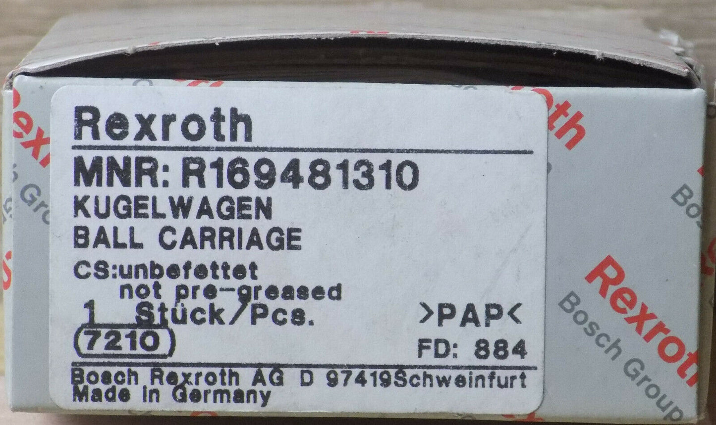 R169481310 Bosch Rexroth Runner Block Ball Carriage Linear Motion Bearings